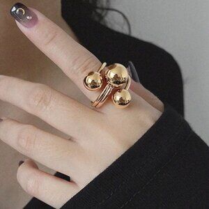 Adjustable Stainless Steel Open Rings, Modern Design, Color Gold